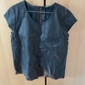 Joie Black Short Sleeve leather Top L